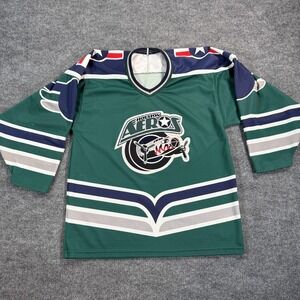Vintage Houston Aeros Jersey Mens Large Green Hockey Minor League Embroidered